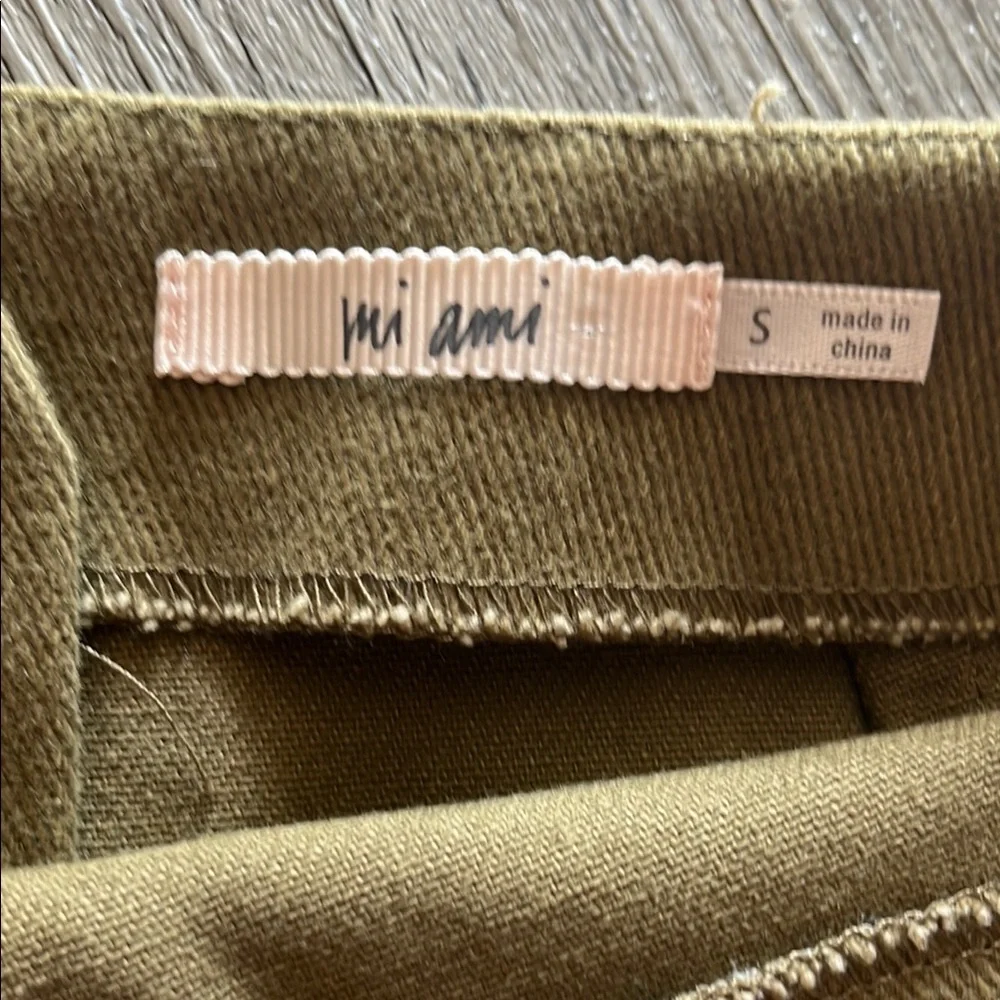 Miami Tan Green Asymmetrical Pencil Mini Skirt - Picture 2 of 5